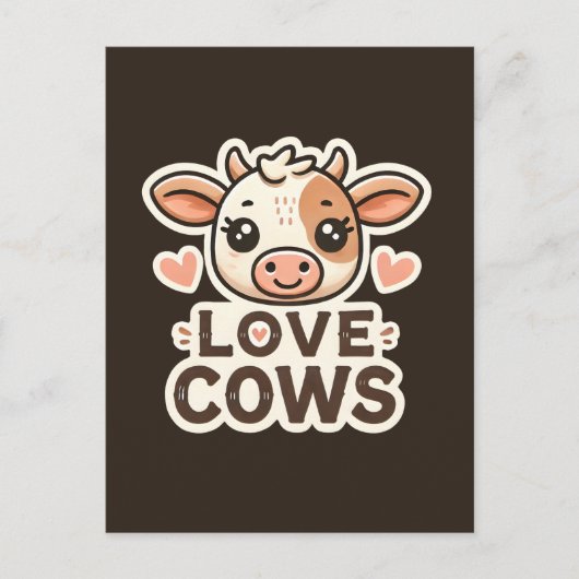 Liefde Koeien Vegan Design - Schattigee Koe Illust Briefkaart (Voorkant)