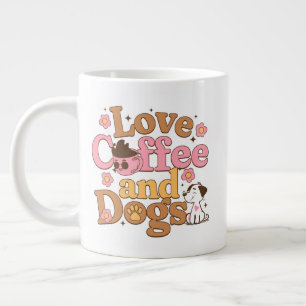 Liefde Koffie en Honden Retro Grote Koffiekop