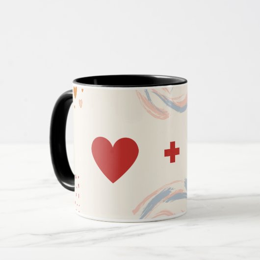 Liefde & Koffie Mok-Minimale Romantisch Ontwerp vo Mok (Voorkant links)