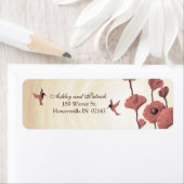 Liefde kolibries en geschilderde rode bloemen etiket (Insitu)