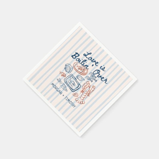 Liefde kookt over zeevruchten bruiloft servet (Hoek)