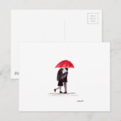 Liefde koppel met rode paraplu briefkaart (Voorkant / Achterkant)