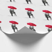 Liefde koppel met rode paraplu cadeaupapier (Hoek)