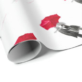 Liefde koppel met rode paraplu cadeaupapier (Rol Hoek)