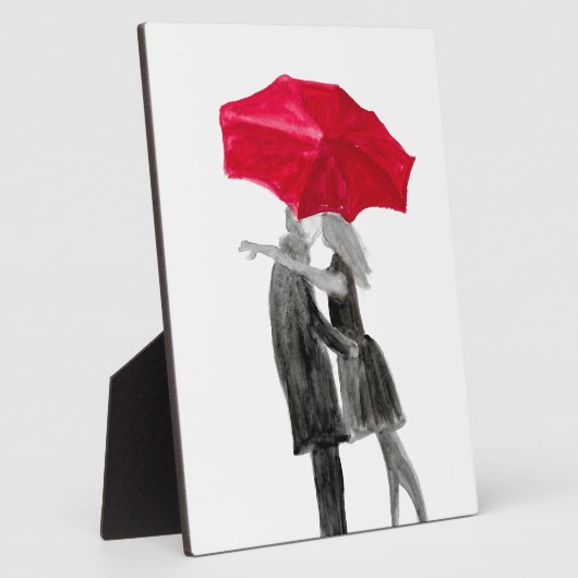 Liefde koppel met rode paraplu fotoplaat (Zijkant)