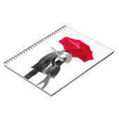 Liefde koppel met rode paraplu notitieboek (Linkerzijde)