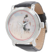 Liefde Koppels Fotosjabloon Roos Roze Gekleurd Sch Horloge (Gekanteld)