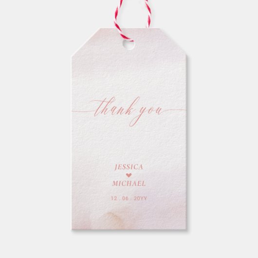 Liefde | Koraalroze hart en Waterverf-weddenschap Cadeaulabel (Voorkant)