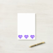 liefde Korean Hangul voor Love in Purple Heart Post-it® Notes (Op bureau)