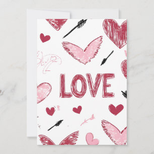 Liefde Krabbel Gelukkig Valentijnsdag Typografie C Feestdagenkaart