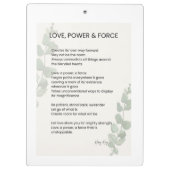 Liefde, kracht, kracht Gedicht Klembord (Achterkant)