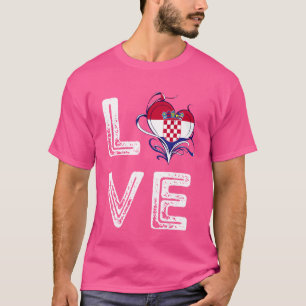 Liefde Kroatische Vlag Pride Kroatië Roots Proud H T-shirt
