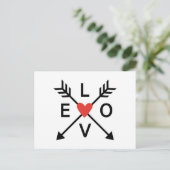 Liefde, kruiste pijlen met rood hart briefkaart (Staand voorkant)