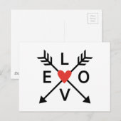 Liefde, kruiste pijlen met rood hart briefkaart (Voorkant / Achterkant)