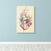 Liefde kunst Surreal Anatomische harten Bloemen Vi Canvas Afdruk (Insitu (Houten vloer))
