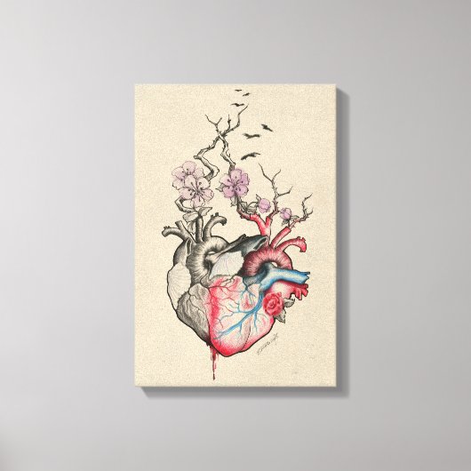 Liefde kunst Surreal Anatomische harten Bloemen Vi Canvas Afdruk (Voorkant)