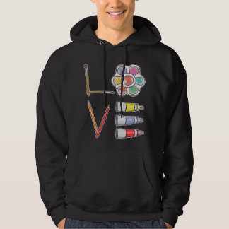 Liefde Kunst Waterverf Palet Schilderborstel Teken Hoodie