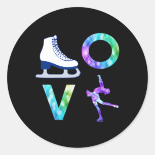 Liefde kunstschaatsen ijsschaatser ronde sticker