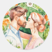 Liefde Kus Gelukzaligheid Ronde Sticker (Voorkant)