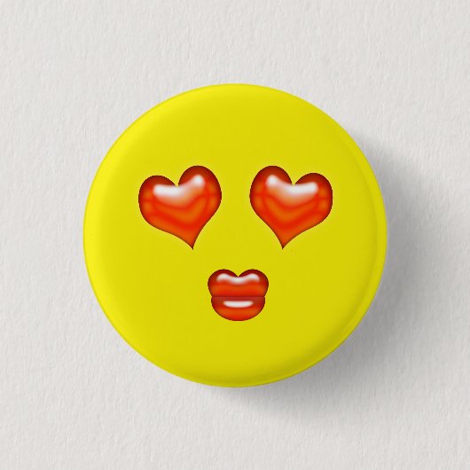 Liefde Kus Hart Ogen Emoji Ronde Button 3,2 Cm (Voorkant)