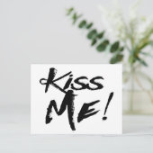 liefde kus me zwart en wit briefkaart (Staand voorkant)