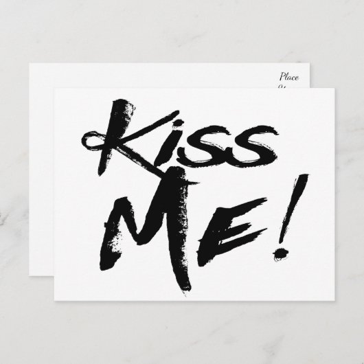 liefde kus me zwart en wit briefkaart (Voorkant / Achterkant)