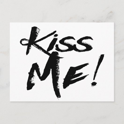 liefde kus me zwart en wit briefkaart (Voorkant)