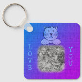 Liefde! Kute Blue Cat Your Photo Sleutelhanger (Voorkant)