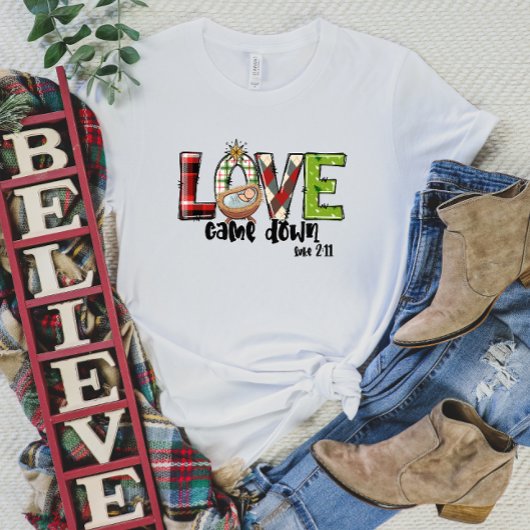 Liefde kwam naar beneden Kerstmis T-shirt