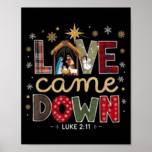 Liefde kwam neer Lukas 2_11 Patchwork Kerst Kunst Poster (Voorkant)