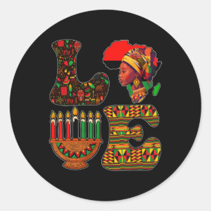 Liefde Kwanzaa Kinara Principes Kaarsen Pan Afrika Ronde Sticker