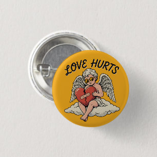 Liefde Kwetst Cupido Engel Ronde Button 3,2 Cm
