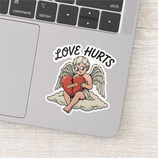 Liefde Kwetst Cupido Engel Sticker (Detail)