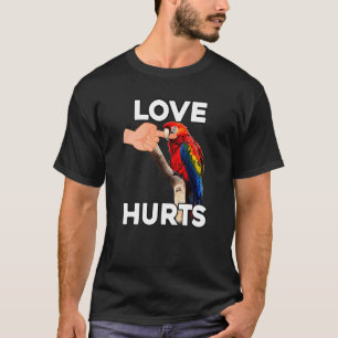 Liefde kwetst papegaai bijtende vinger papegaai t-shirt