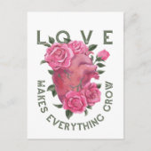 Liefde laat alles groeien – Romantische Bloemenkun Briefkaart (Voorkant)