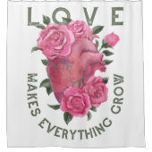 Liefde laat alles groeien – Romantische Bloemenkun Douchegordijn (Voorkant)