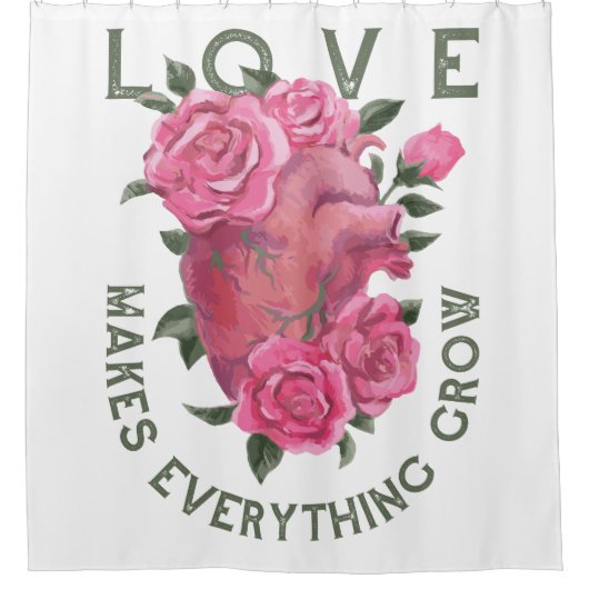 Liefde laat alles groeien – Romantische Bloemenkun Douchegordijn (Voorkant)