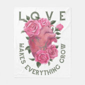 Liefde laat alles groeien – Romantische Bloemenkun Fleece Deken (Voorkant)