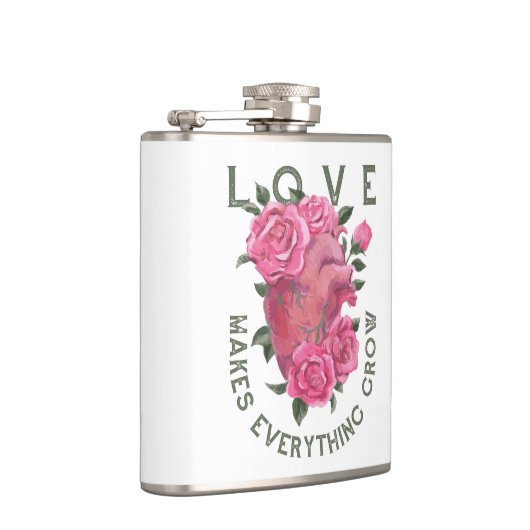 Liefde laat alles groeien – Romantische Bloemenkun Heupfles (Rechts)