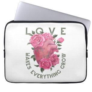 Liefde laat alles groeien – Romantische Bloemenkun Laptop Sleeve