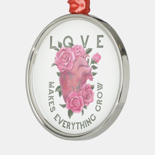 Liefde laat alles groeien – Romantische Bloemenkun Metalen Ornament (Links)