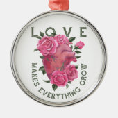 Liefde laat alles groeien – Romantische Bloemenkun Metalen Ornament (Voorkant)