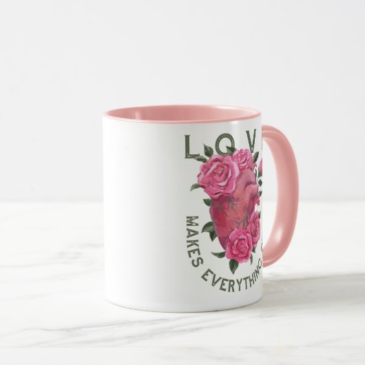 Liefde laat alles groeien – Romantische Bloemenkun Mok (Voorkant rechts)