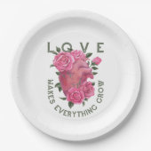 Liefde laat alles groeien – Romantische Bloemenkun Papieren Bordje (Voorkant)