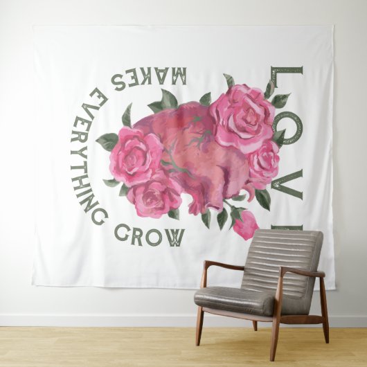 Liefde laat alles groeien – Romantische Bloemenkun Wandkleed (In Situ (horizontaal))