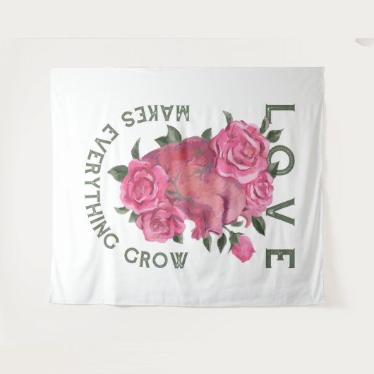 Liefde laat alles groeien – Romantische Bloemenkun Wandkleed (Voorkant (horizontaal))