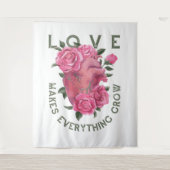 Liefde laat alles groeien – Romantische Bloemenkun Wandkleed (Voorkant)