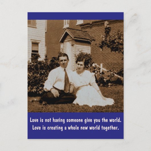 Liefde laat je geen wereld geven... briefkaart (Voorkant)