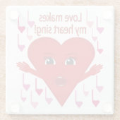 "Liefde laat mijn hart zingen!" Zingend Hart Glazen Onderzetter (Achterkant)