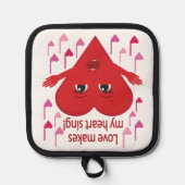 "Liefde laat mijn hart zingen!" Zingend Hart Pannenlap (Voorkant)